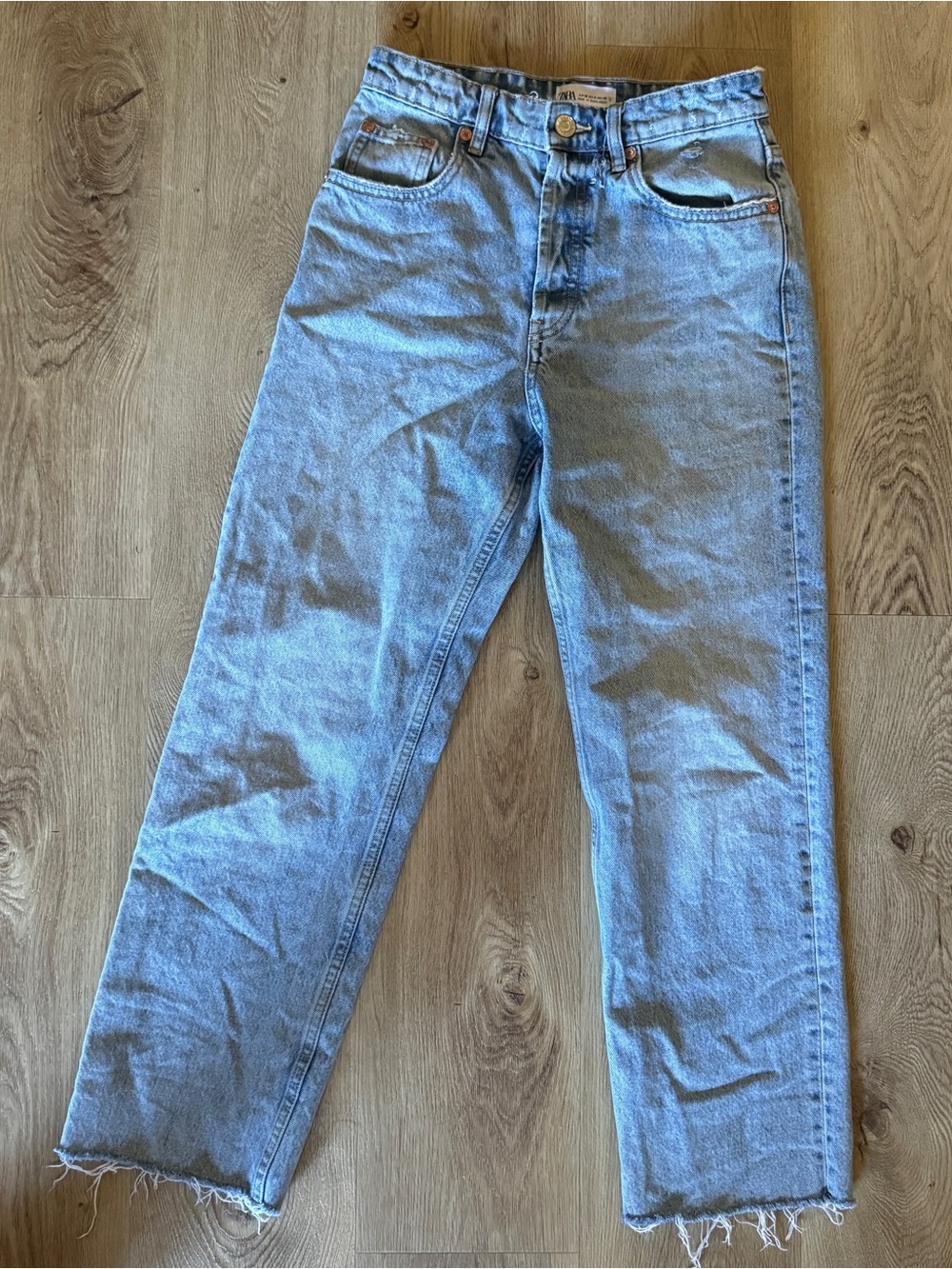 Zara Light Blue Straight cropped Jeans - Picture 2 of 8